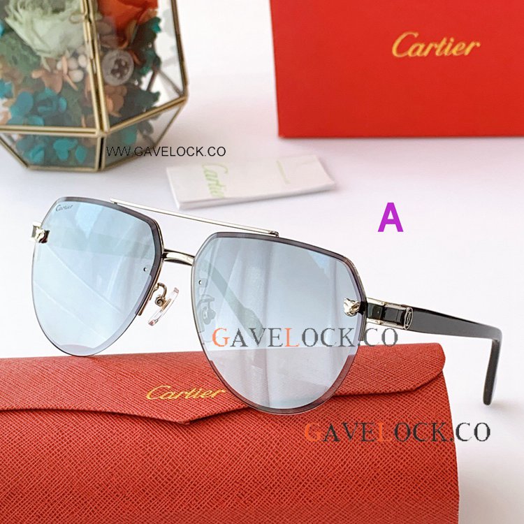 2021 New Clone Cartier Panthere Sunglasses Men CA0955 Blue Lenses